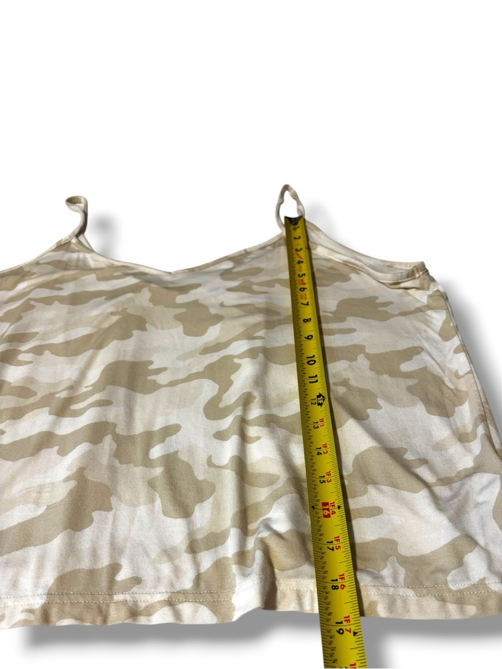 Old Navy White & Light Gray/Beige V Neck Loose Fit Camo Spaghetti Strap Camisole - Picture 11 of 16